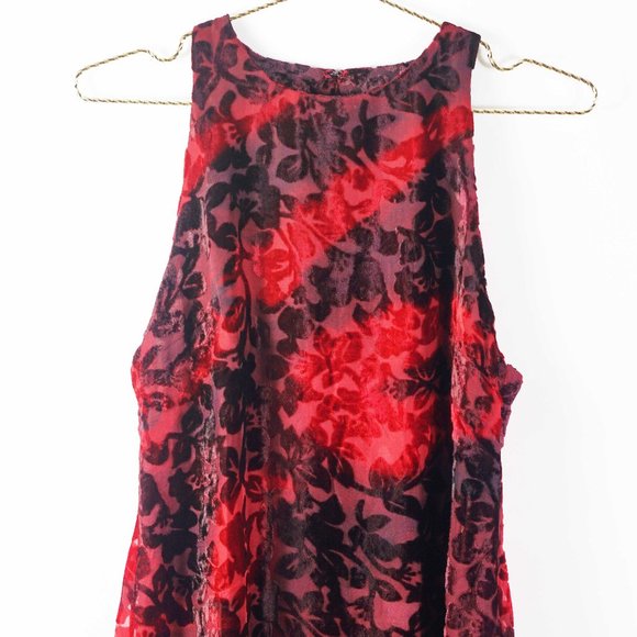 Somedays Lovin Burnout Velvet Mini Dress in Red M - Picture 3 of 6